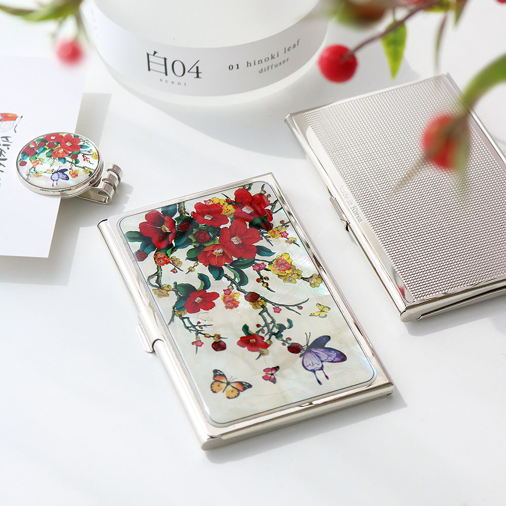 2-Piece Set: Business Card Case Golf Ball Marker K(Flower)