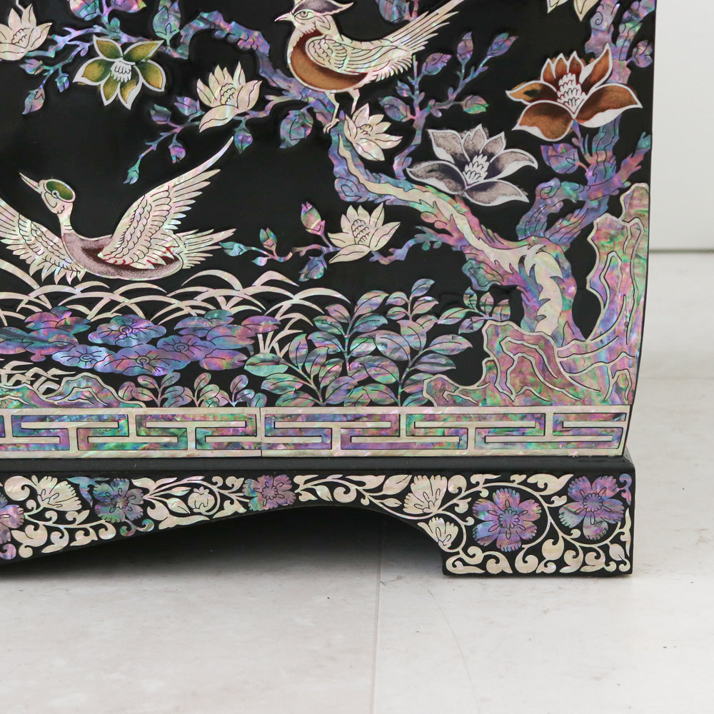 Masterpiece Najeon Bridal Painted Peony of Wealth Bongchae Wedding Box (Black)