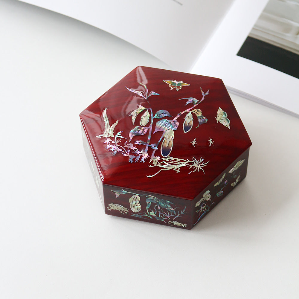 Premium Najeon Stacked Box Hexagonal Multi Purpose Box (Chochungdo) (Najeonchilgi) (Master Artisan Park Jin-seop)