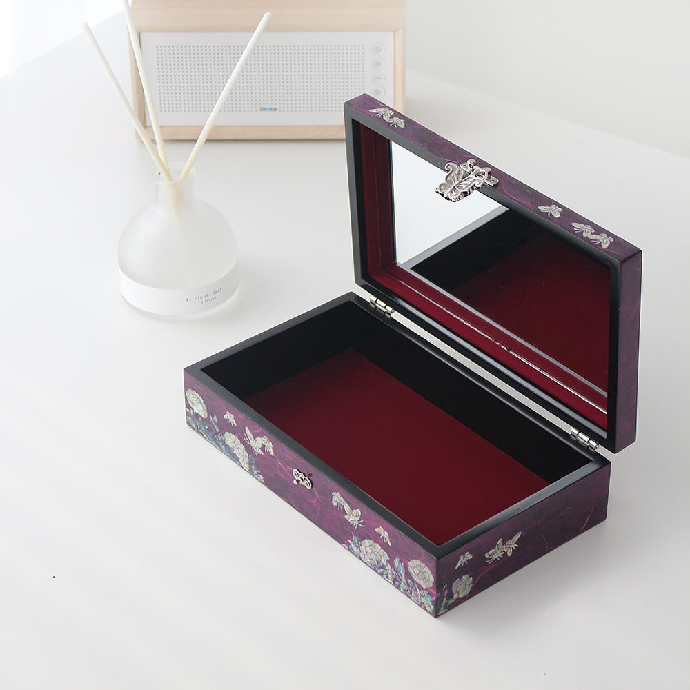 Najeonchilgi Hanji Butterfly Peony 1-Tier Jewelry Box (Large), 23 cm