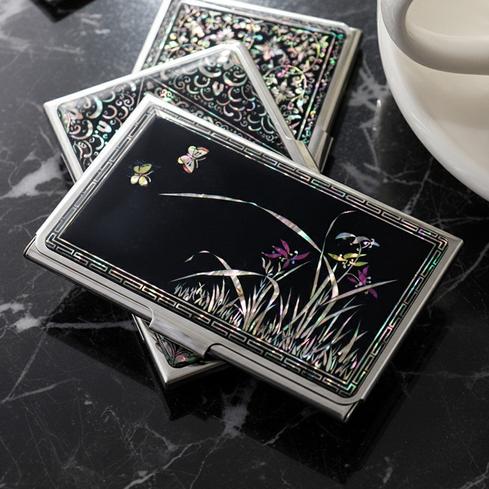 Mother of Pearl Business Card Case (Arabesque Butterfly)