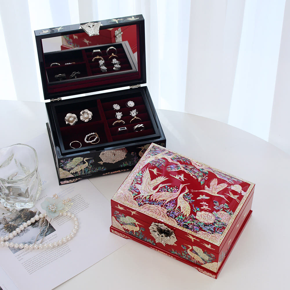 Najeonchilgi 2-Tier Mother of Pearl Jewelry Box Ring Yedan Wedding Gift Box
