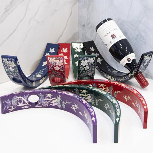 Mother of Pearl Wine Bottle Holder — Najeon Chilgi Lacquerware (Free Bojagi Wrap) - DE0122