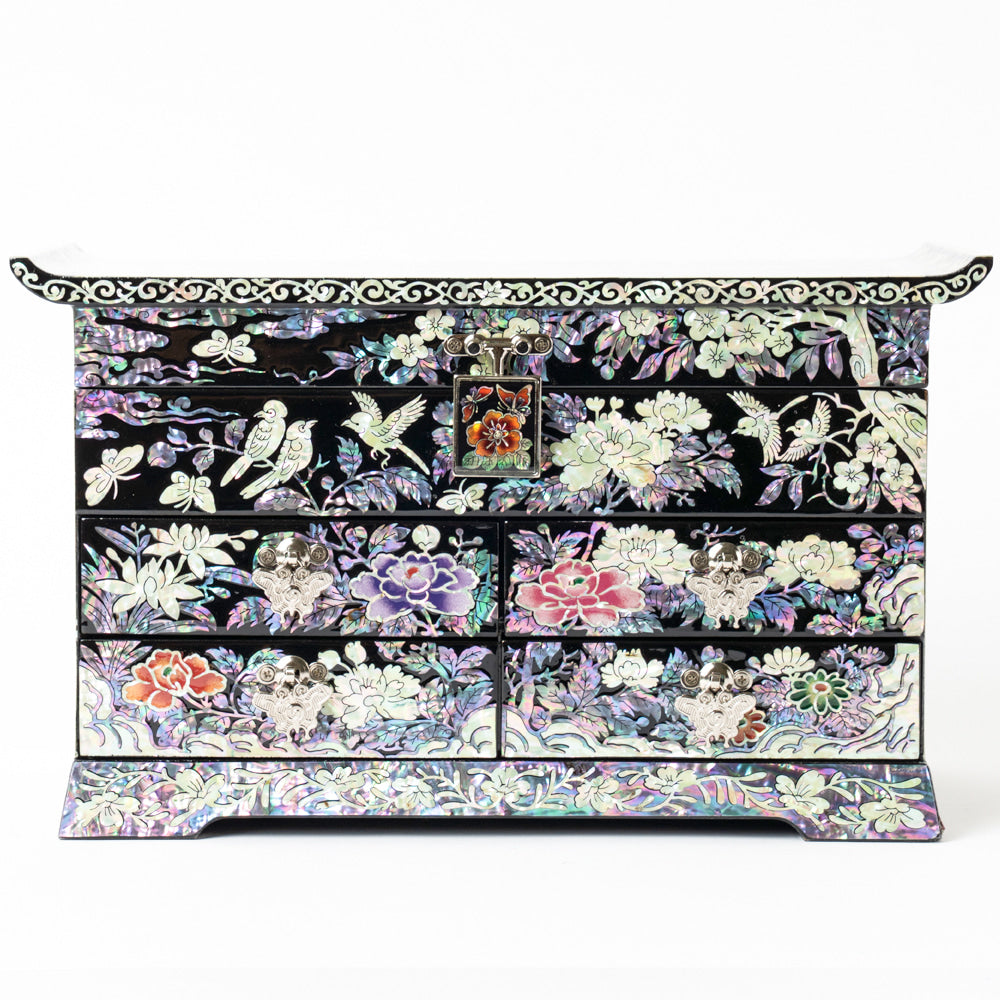 Arabesque & Ten Symbols of Longevity 5-Drawer Najeonchilgi Jewelry Chest