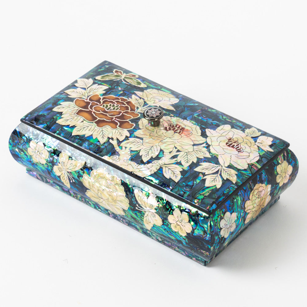 Peony Blue Mother of Pearl Box by Park In-ho
