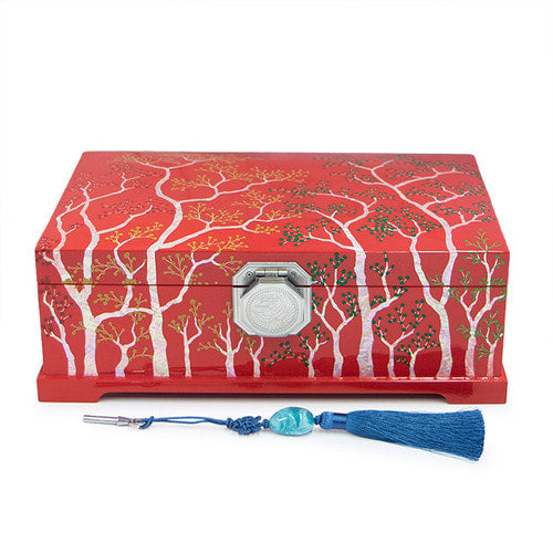 Four Seasons Spring & Summer Ottchil Najeon 2-Tier Jewelry Box (Red) by Jang Chun-cheol