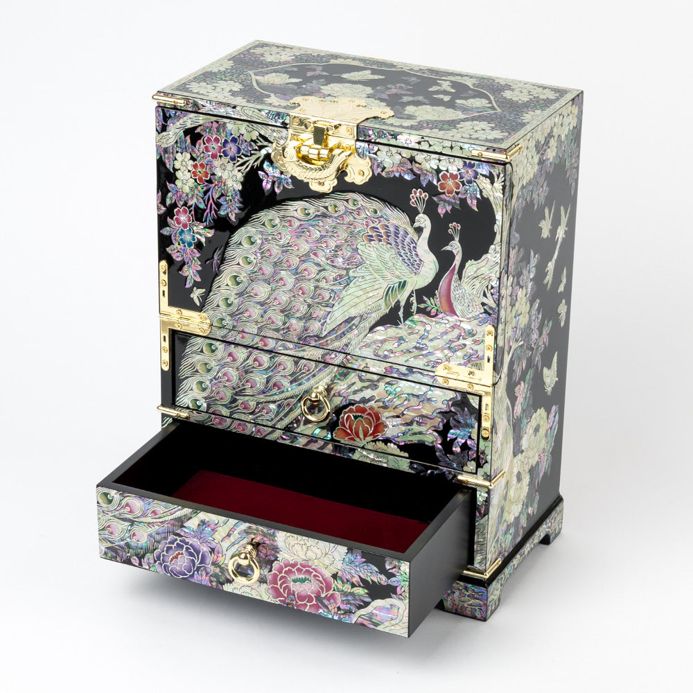 Peacock Bandaji Drawer Najeonchilgi Jewelry Chest, Extra Large by Jang Tae-bok