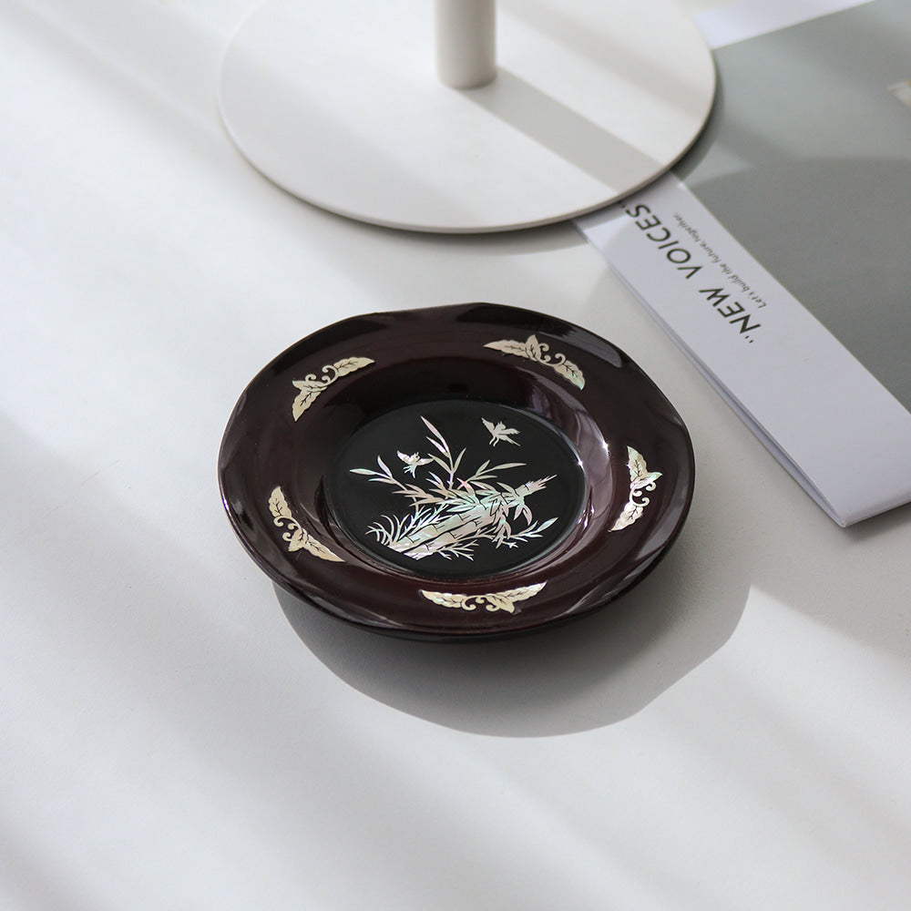 6-Piece Set: Najeonchilgi Arabesque Four Gentlemen Tea Coaster Set (Bamboo) Mother of Pearl Coaster Traditional Coaster (Master Artisan Lee Won-geun)