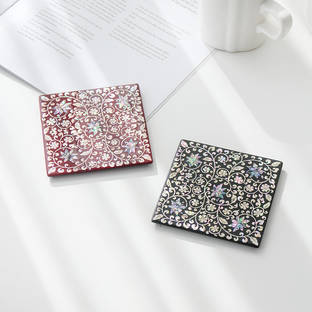 Najeonchilgi Mother of Pearl Coaster Mother of Pearl Coaster Traditional Coaster Traditional Red