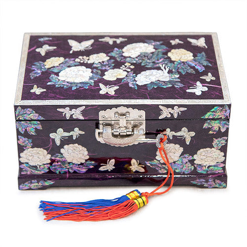 PeonyButterfly Hanji 2-Tier Mother of Pearl Jewelry Box (Purple) - Oh Myung - Ho