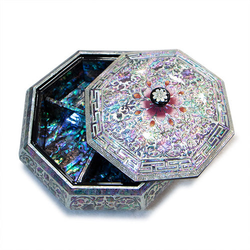 Premium Najeonchilgi Lacquerware Arabesque Octagonal 다용도 Mother of Pearl Jewelry Box - Jang Tae - Bok