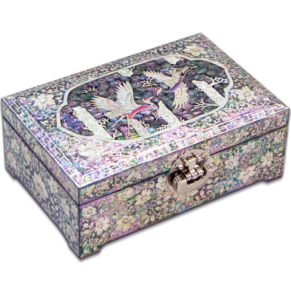 Arabesque, Pine & Crane 2-Tier Najeonchilgi Jewelry Box by Jang Tae-bok