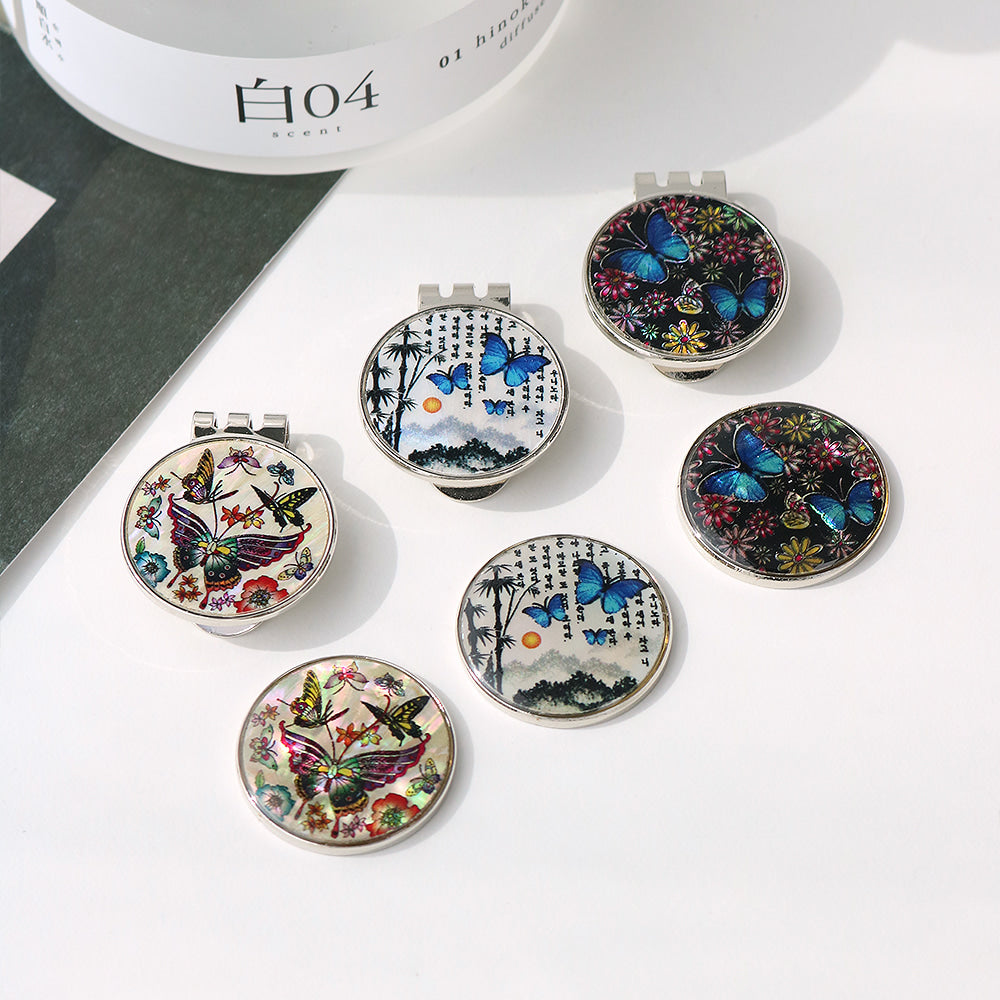2-Piece Set: Business Card Case Golf Ball Marker K(Butterfly)