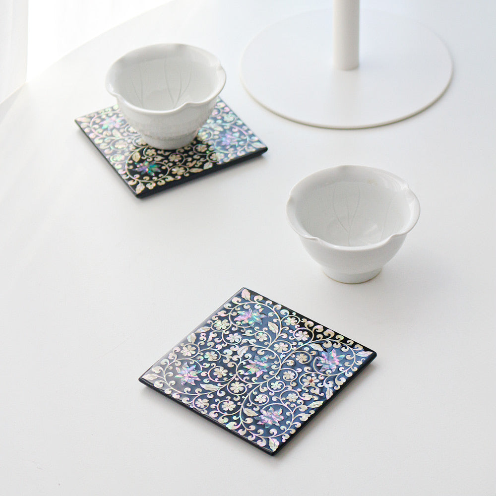 Najeonchilgi Square Mother of Pearl Coaster (Arabesque) 2P