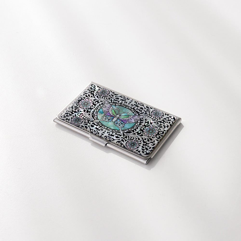 Mother of Pearl Business Card Case (Arabesque Butterfly)