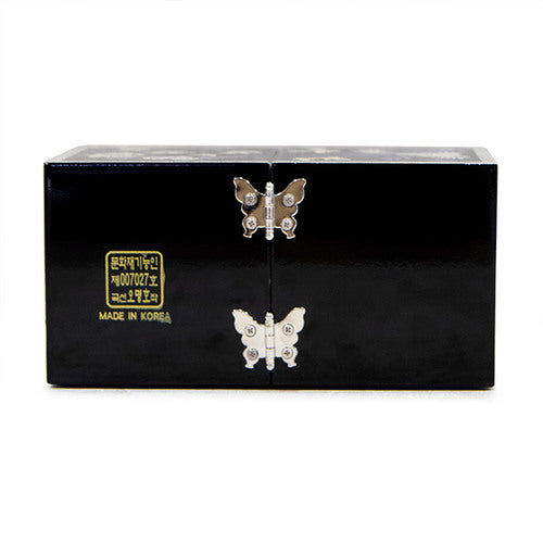 Peony NaturalMother of Pearl Double Lidded Jewelry Box (Medium, Glossy, Black) - Oh Myung - Ho