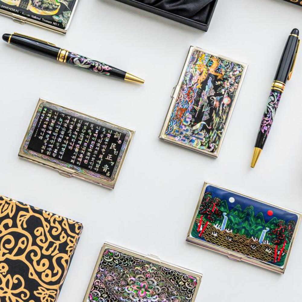 Najeon Chilgi Mother of Pearl Business Card Case Set — Pine & Crane - OF0148