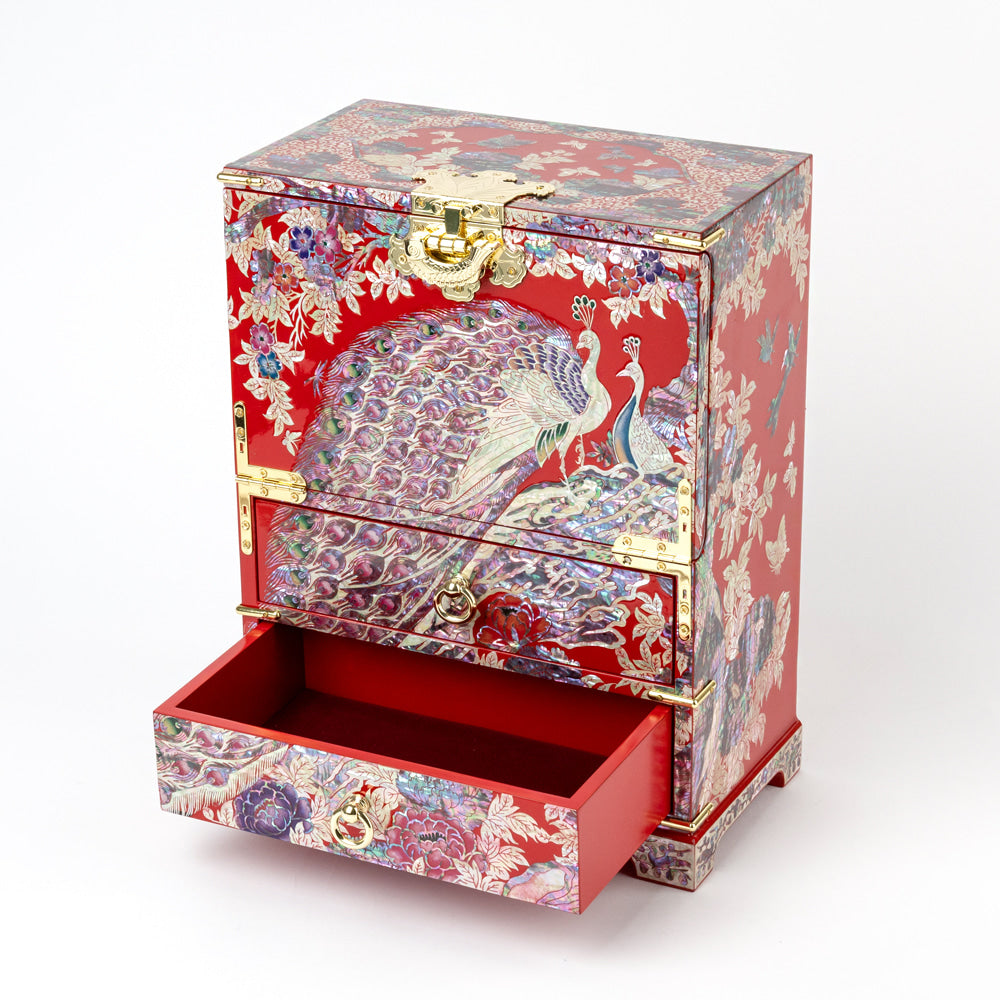Peacock Bandaji Drawer Najeonchilgi Jewelry Chest, Extra Large by Jang Tae-bok