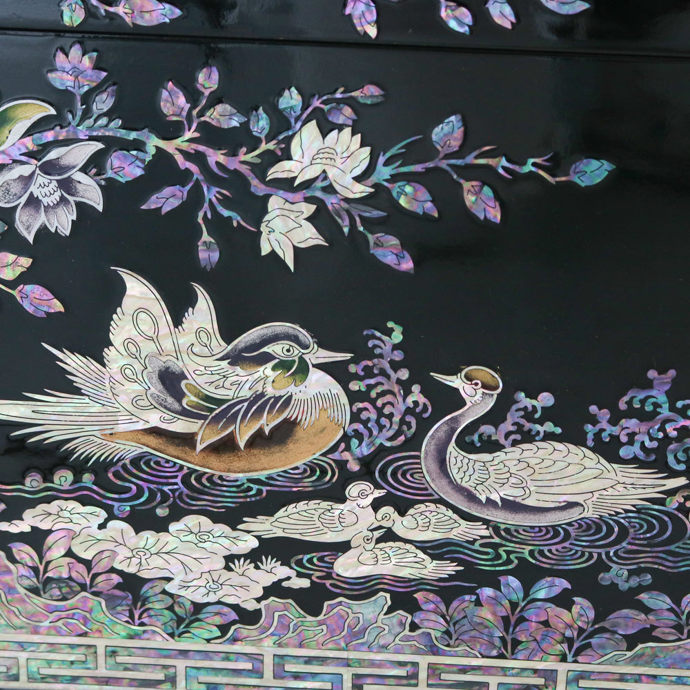 Masterpiece Najeon Bridal Painted Peony of Wealth Bongchae Wedding Box (Black)