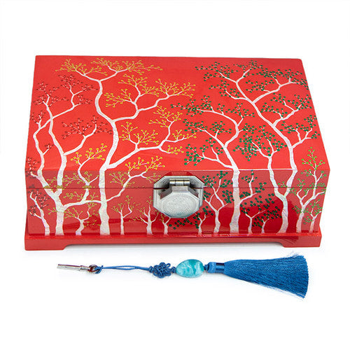 Four Seasons Spring & Summer Ottchil Najeon 2-Tier Jewelry Box (Red) by Jang Chun-cheol