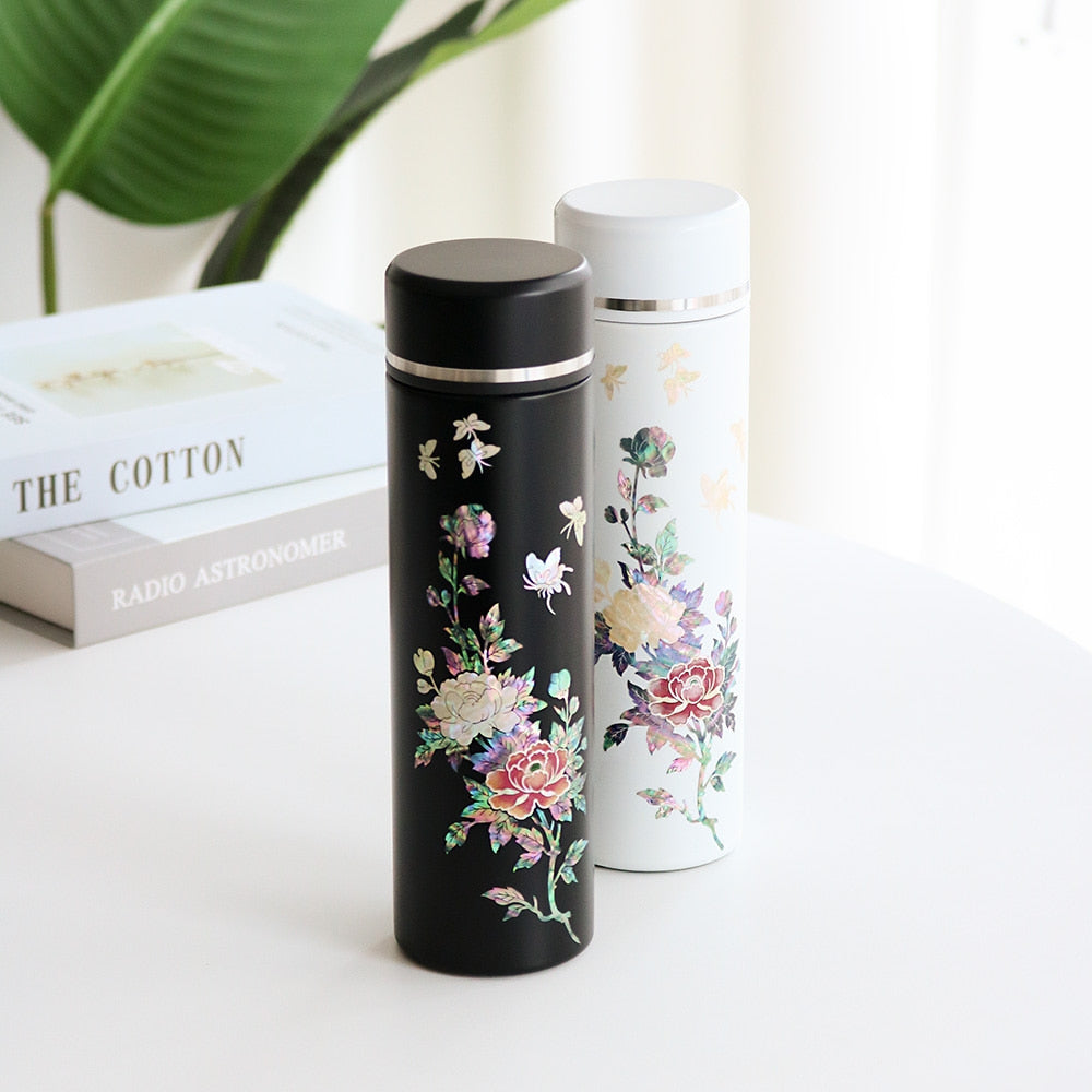 Najeonchilgi Painted Peony Stainless Steel Mother of Pearl Tumbler 500ml