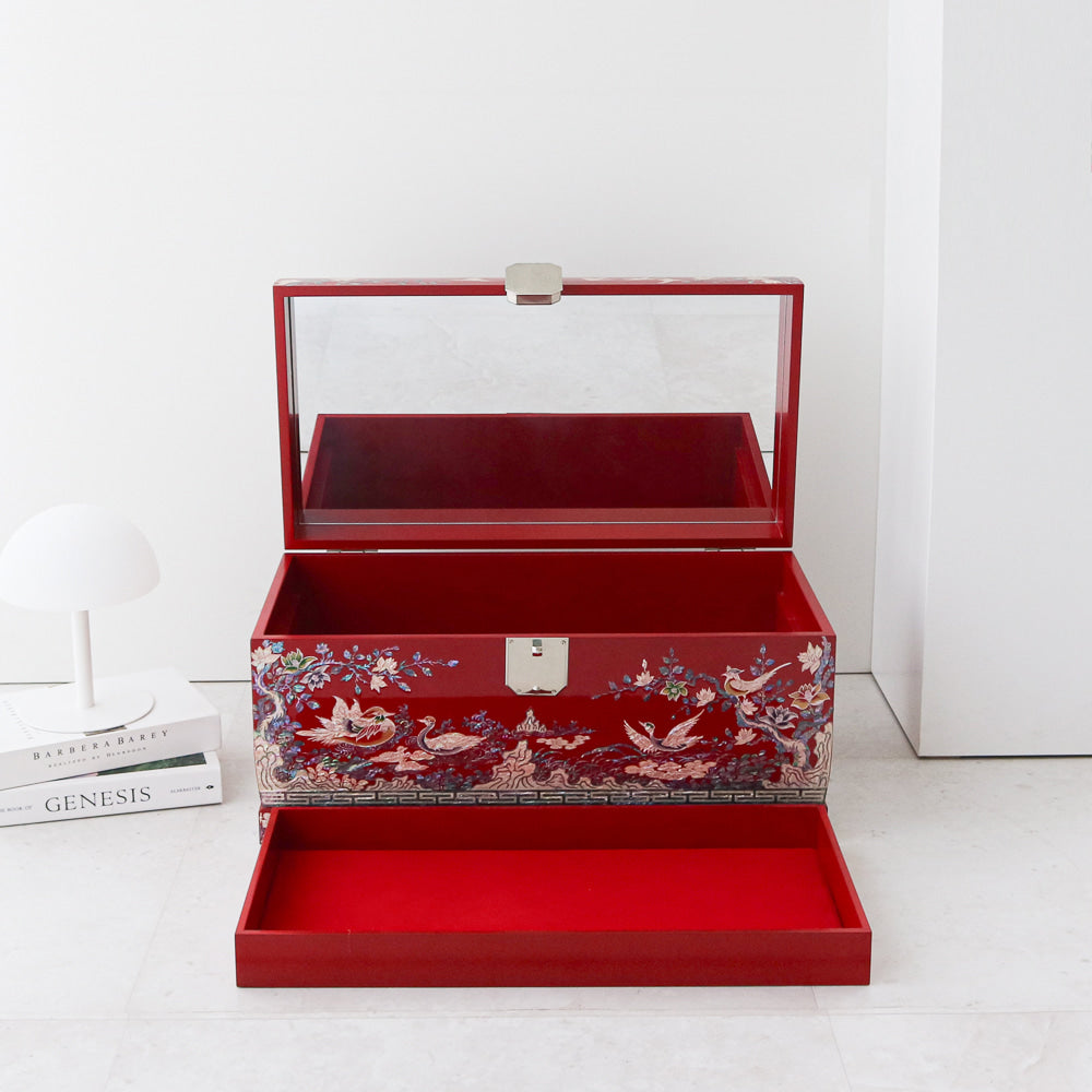 Masterpiece Najeon Bridal Painted Peony of Wealth Bongchae Wedding Box (Red)