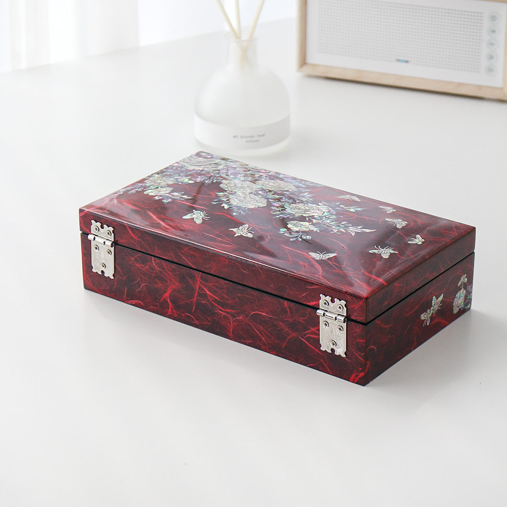 Najeonchilgi Hanji Butterfly Peony 1-Tier Jewelry Box (Large), 23 cm