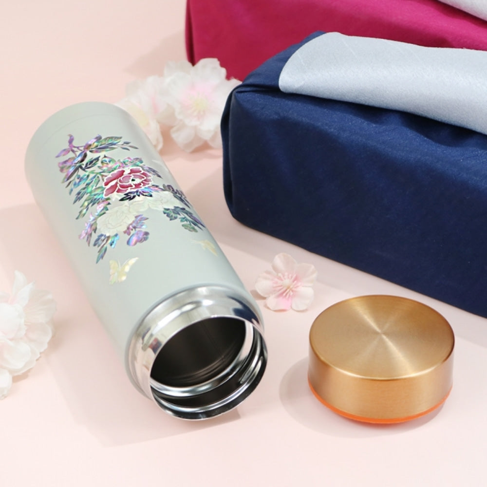 Najeonchilgi Painted Peony Stainless Steel Mother of Pearl Tumbler 300ml