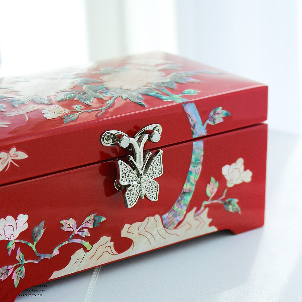 Najeonchilgi Mini 1-Tier Mother of Pearl Jewelry Box Peony (Holder Box), 15 cm