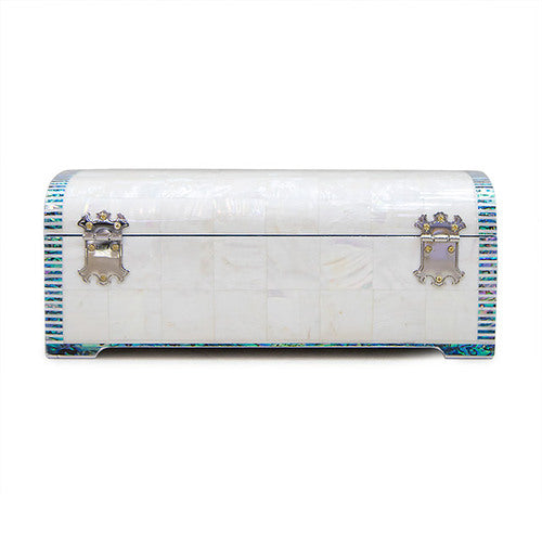 White Pearl Rounded 2-Tier Najeonchilgi Jewelry Box, 24 cm by Park In-ho