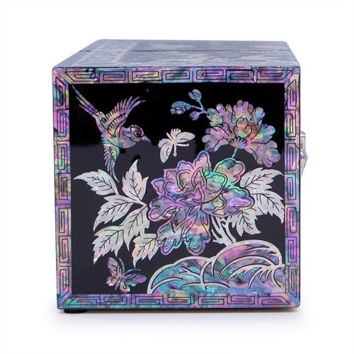 Gold Double Lidded Mother of Pearl Jewelry Box (Medium) - Oh Myung - Ho