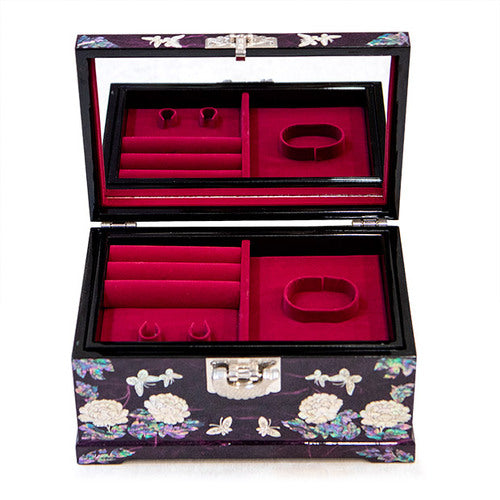 PeonyButterfly Hanji 2-Tier Mother of Pearl Jewelry Box (Purple) - Oh Myung - Ho