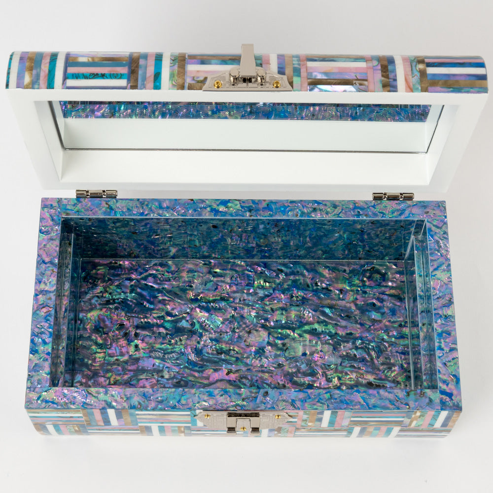 Rainbow 2-Tier Najeonchilgi Mother of Pearl Jewelry Box, 24 cm by Park In-ho