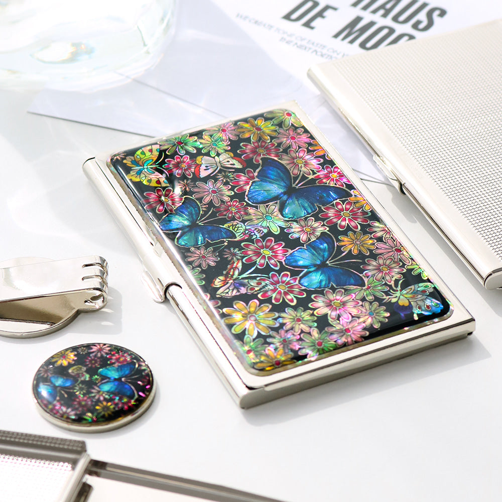 2-Piece Set: Business Card Case Golf Ball Marker K(Butterfly)