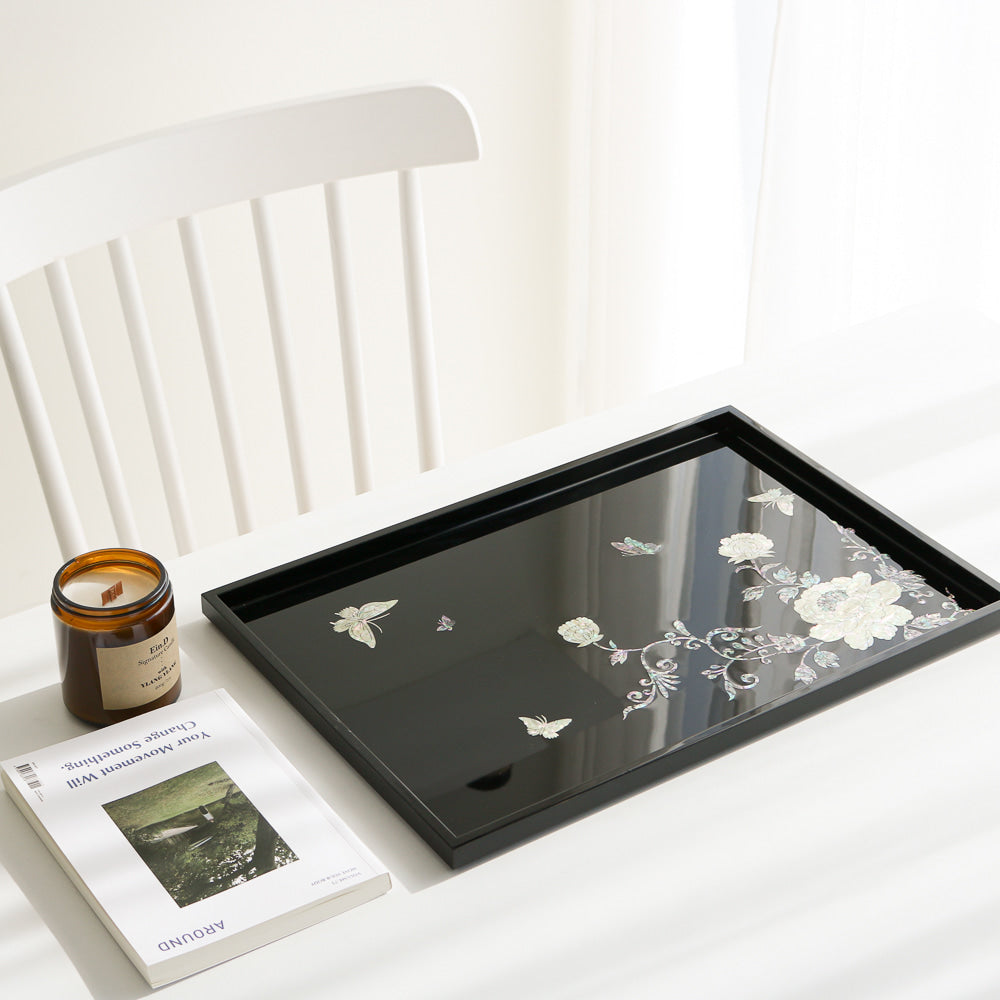 Najeonchilgi Peony of Wealth Mother of Pearl Tray (Large)
