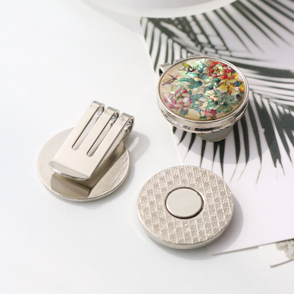 2-Piece Set: Business Card Case Golf Ball Marker K(Flower)