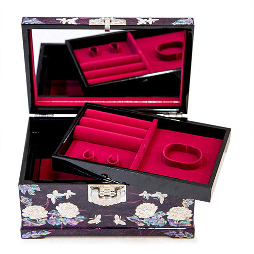 PeonyButterfly Hanji 2-Tier Mother of Pearl Jewelry Box (Purple) - Oh Myung - Ho