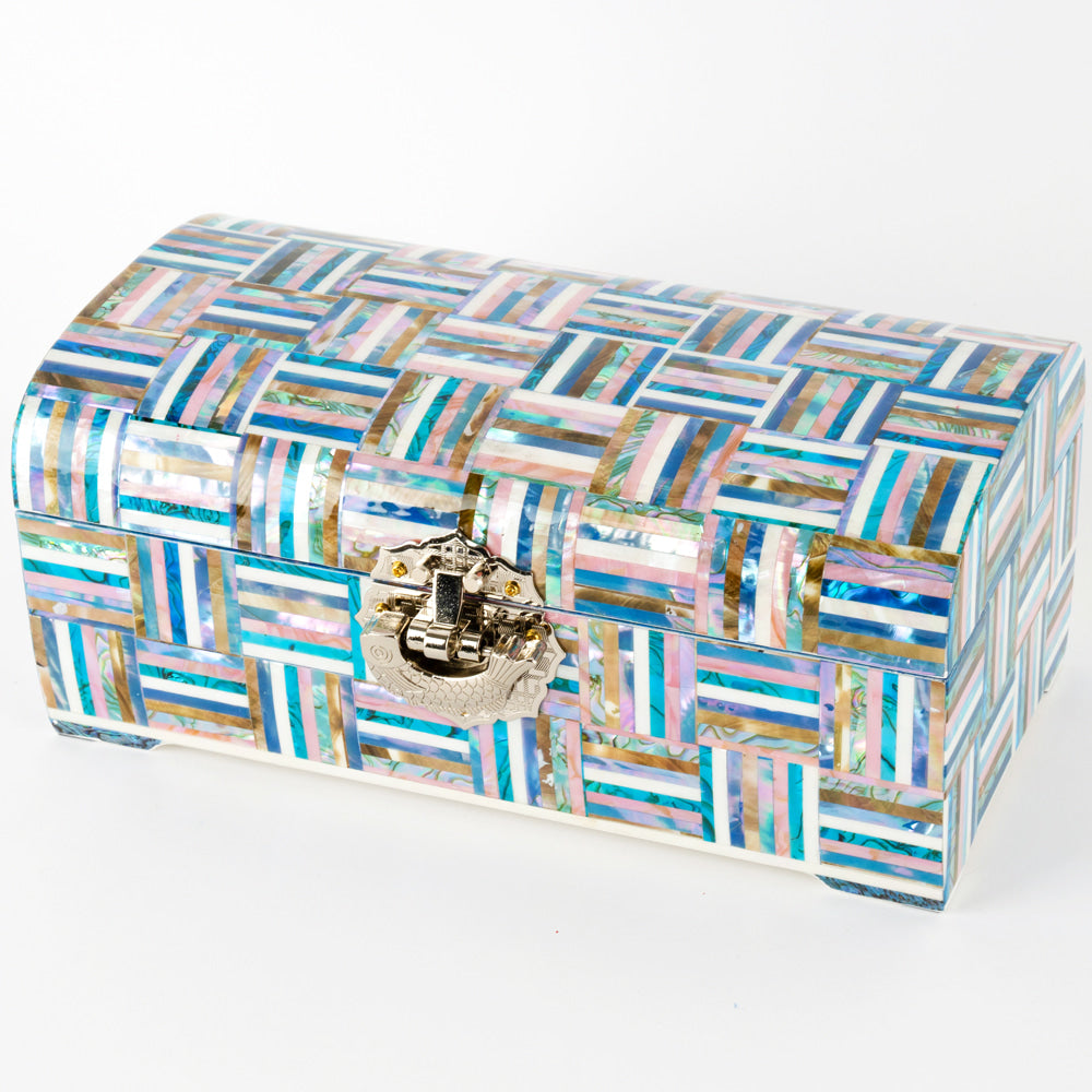 Rainbow 2-Tier Najeonchilgi Mother of Pearl Jewelry Box, 24 cm by Park In-ho