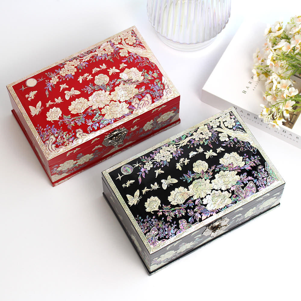 Najeonchilgi 2-Tier Mother of Pearl Jewelry Box Ring Yedan Wedding Gift Box