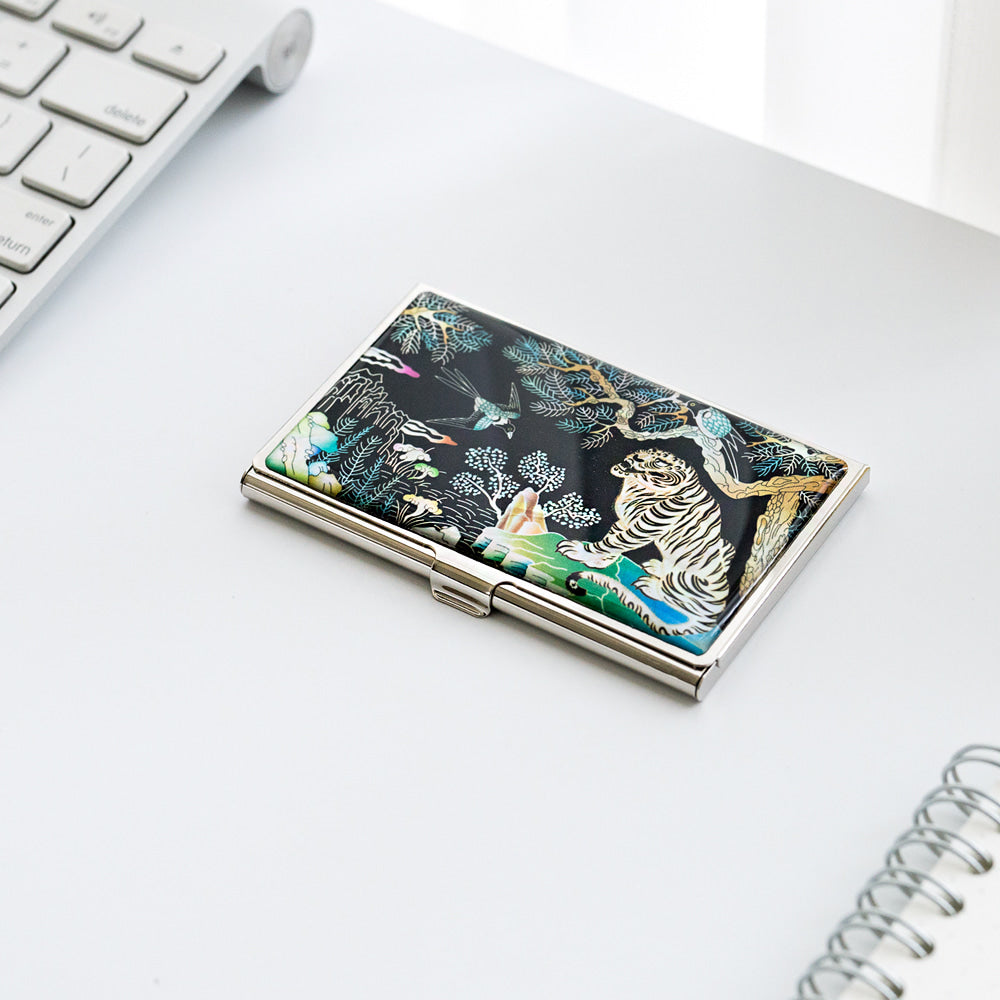 Large Najeon Chilgi Mother of Pearl Business Card Case — Dragon - OF0082