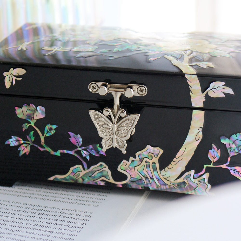 Najeonchilgi Mini 1-Tier Mother of Pearl Jewelry Box Peony (Holder Box), 15 cm