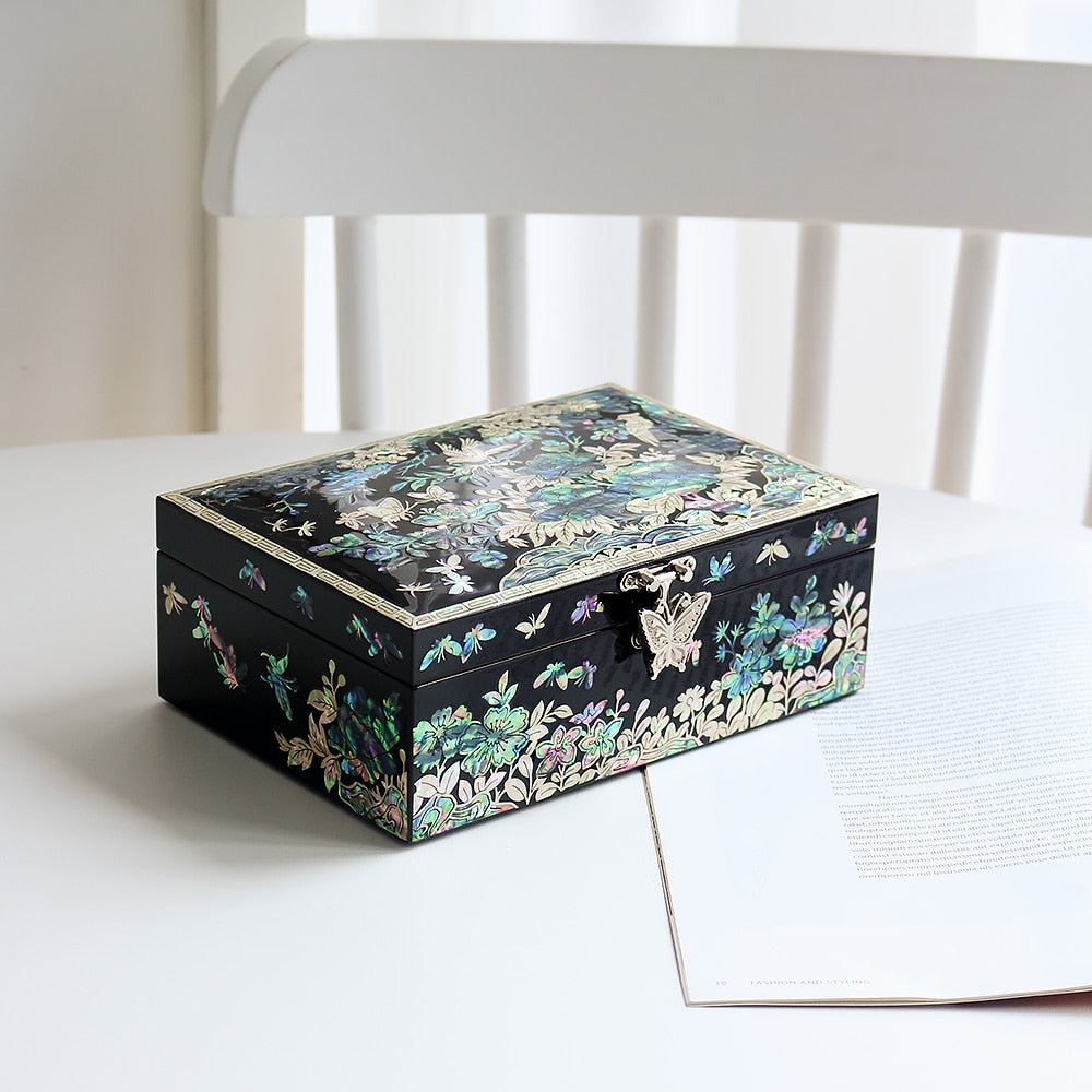 Najeonchilgi Plum Blossom 1-Tier Mother of Pearl Jewelry Box, 18 cm