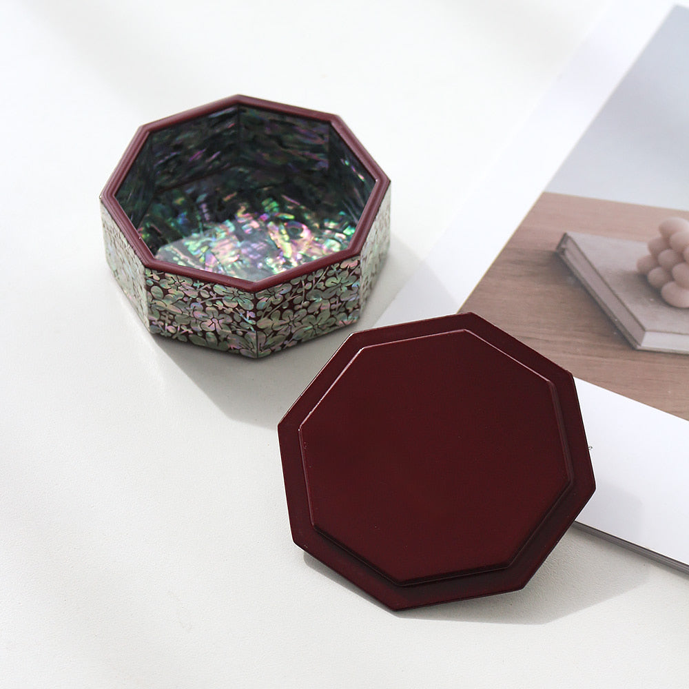 Najeonchilgi Plum Blossom Knob Octagonal Jewelry Box, 9 cm