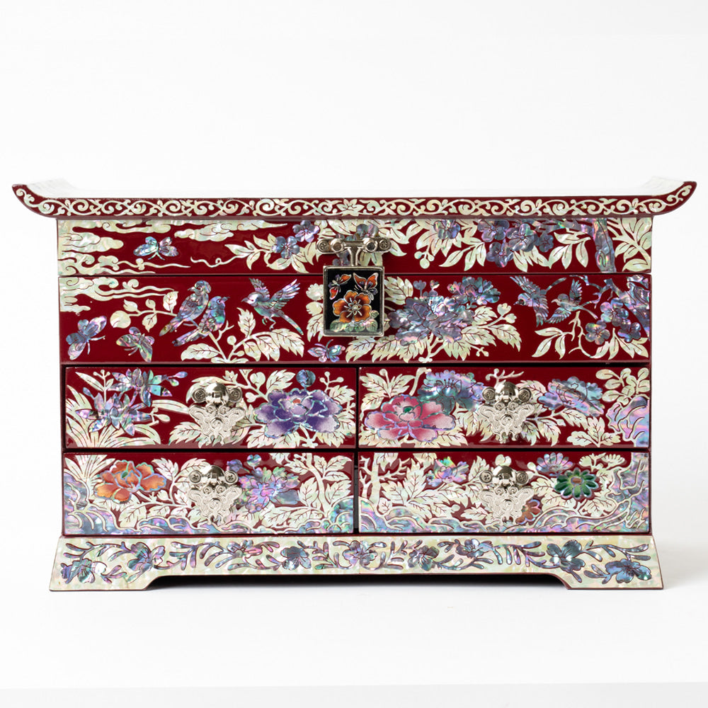Arabesque & Ten Symbols of Longevity 5-Drawer Najeonchilgi Jewelry Chest