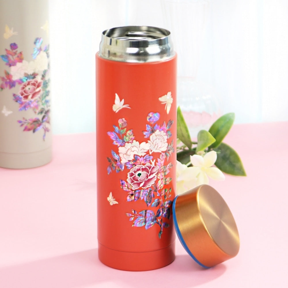Najeonchilgi Painted Peony Stainless Steel Mother of Pearl Tumbler 300ml