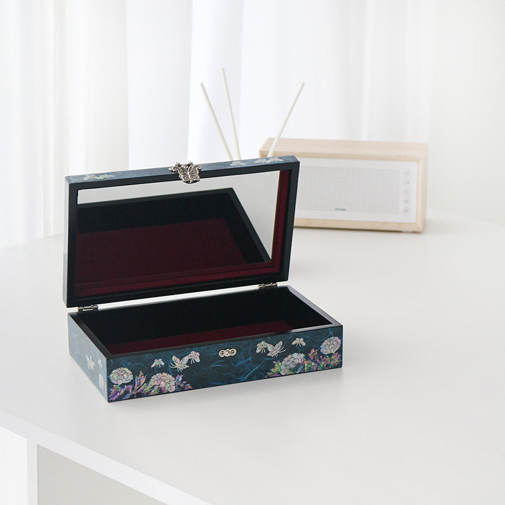 Najeonchilgi Hanji Butterfly Peony 1-Tier Jewelry Box (Large), 23 cm
