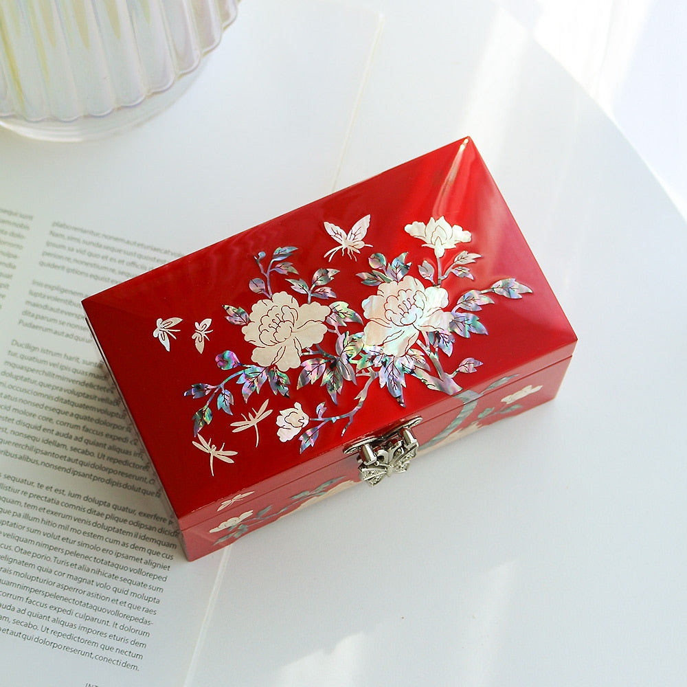 Najeonchilgi Mini 1-Tier Mother of Pearl Jewelry Box Peony (Holder Box), 15 cm