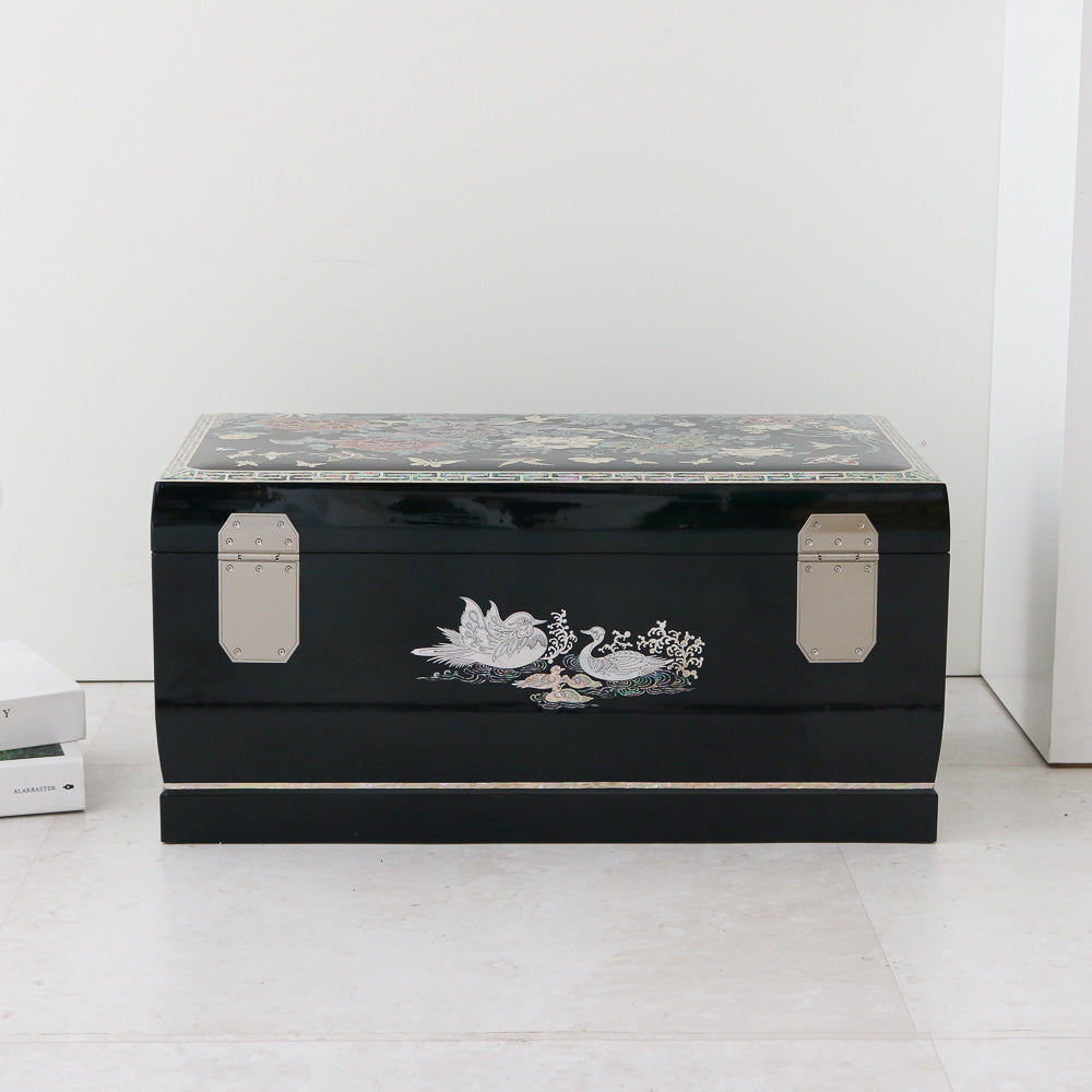 Masterpiece Najeon Bridal Painted Peony of Wealth Bongchae Wedding Box (Black)