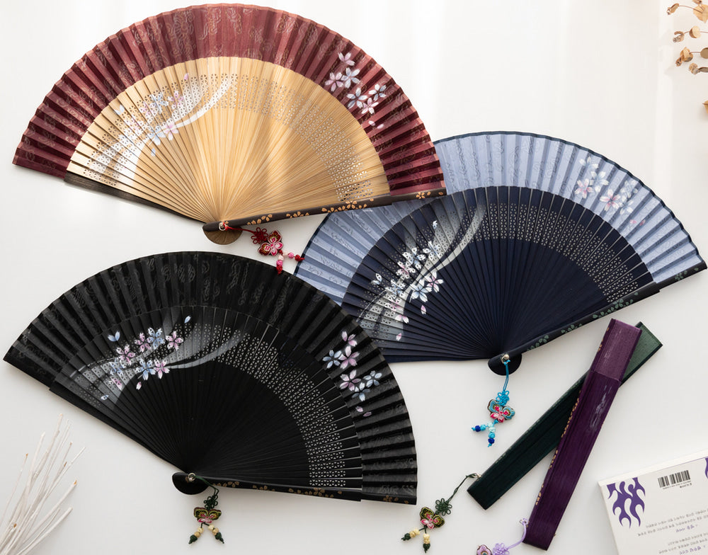 Large Silk & Ramie Hand Fan - FN0001