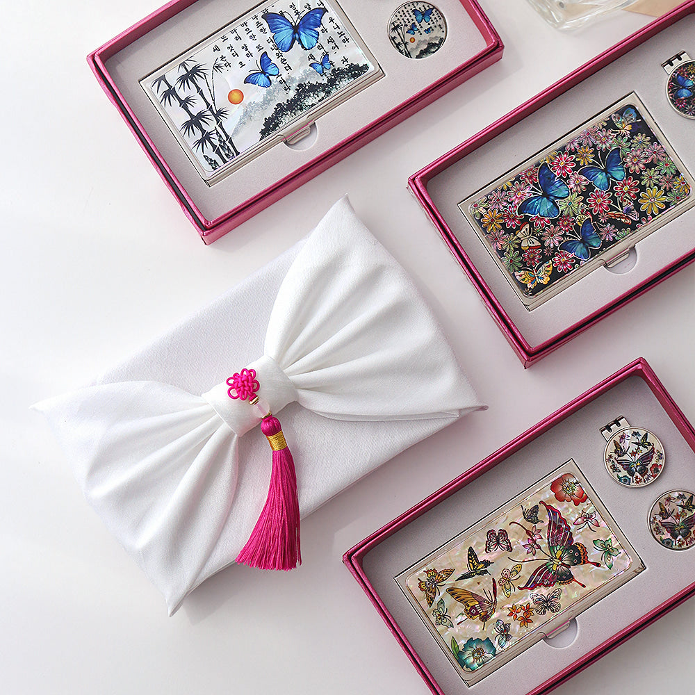 2-Piece Set: Business Card Case Golf Ball Marker K(Butterfly)